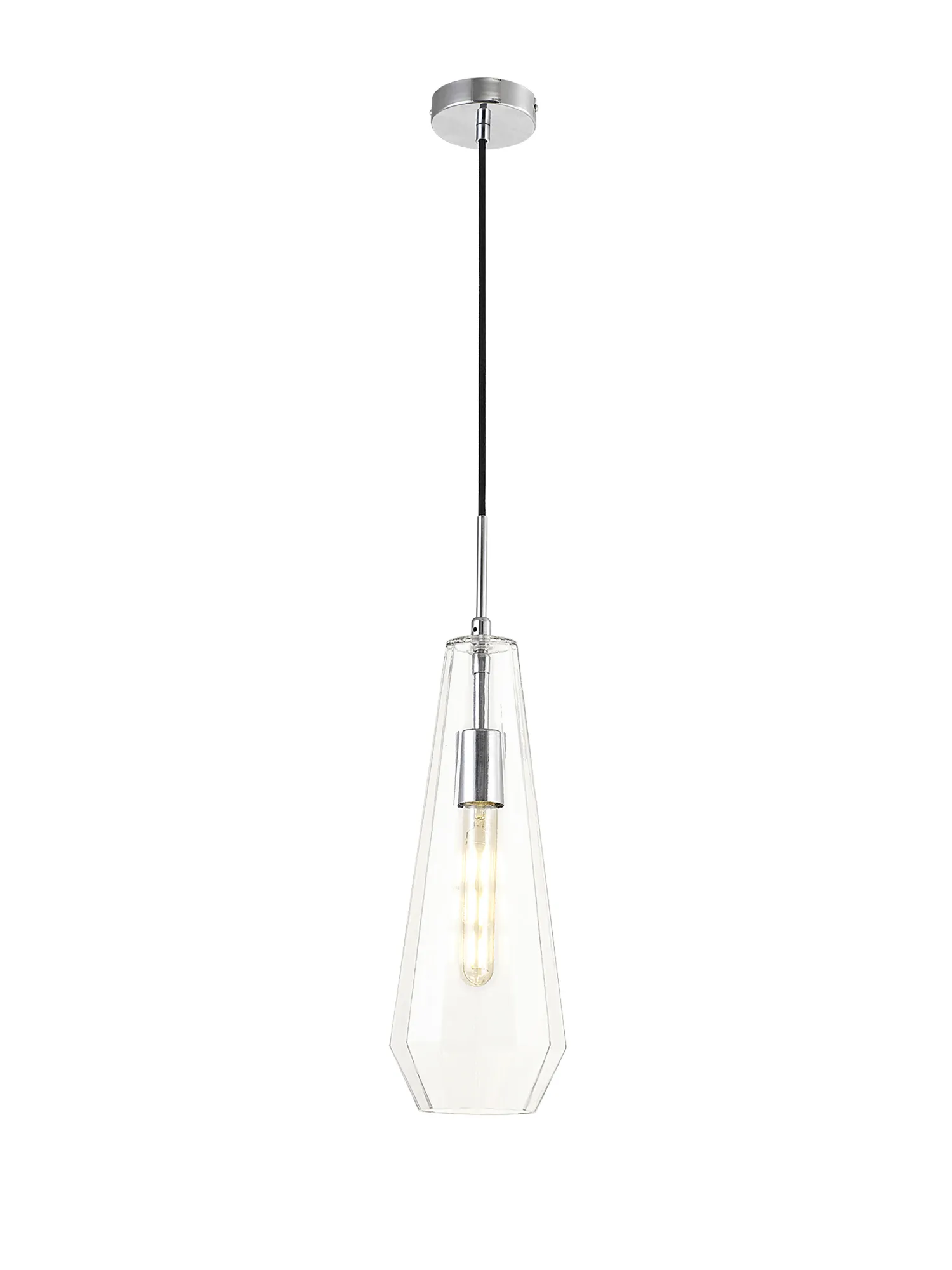 Markus Glass Pendant 1 Light Clear Slim Cone Polished Chrome D0601  Deco Markus